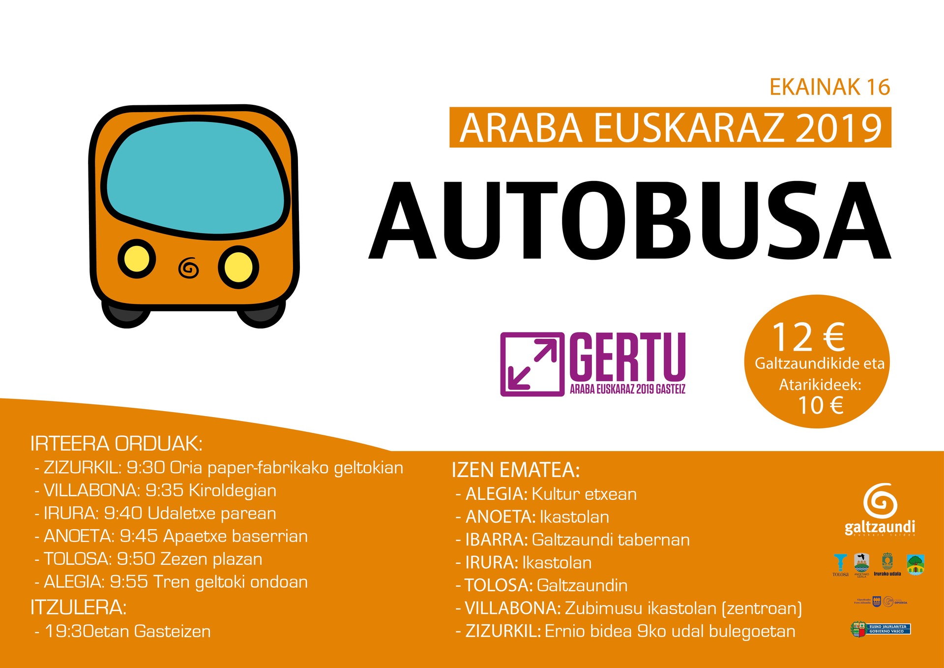 Araba Euskarazera autobusez joateko aukera Galtzaundirekin