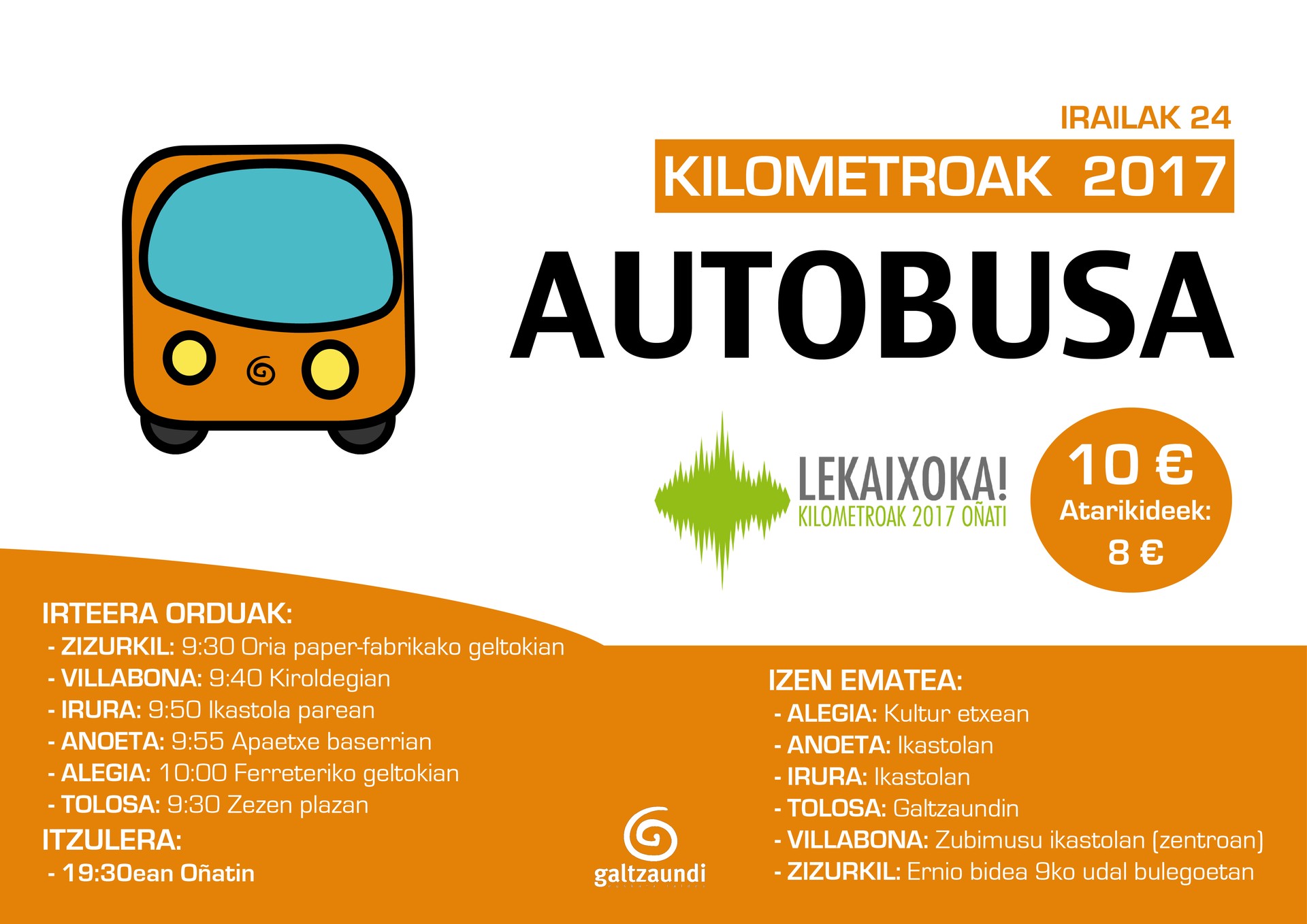 Kilometroetara joateko autobusa antolatu du Galtzaundik