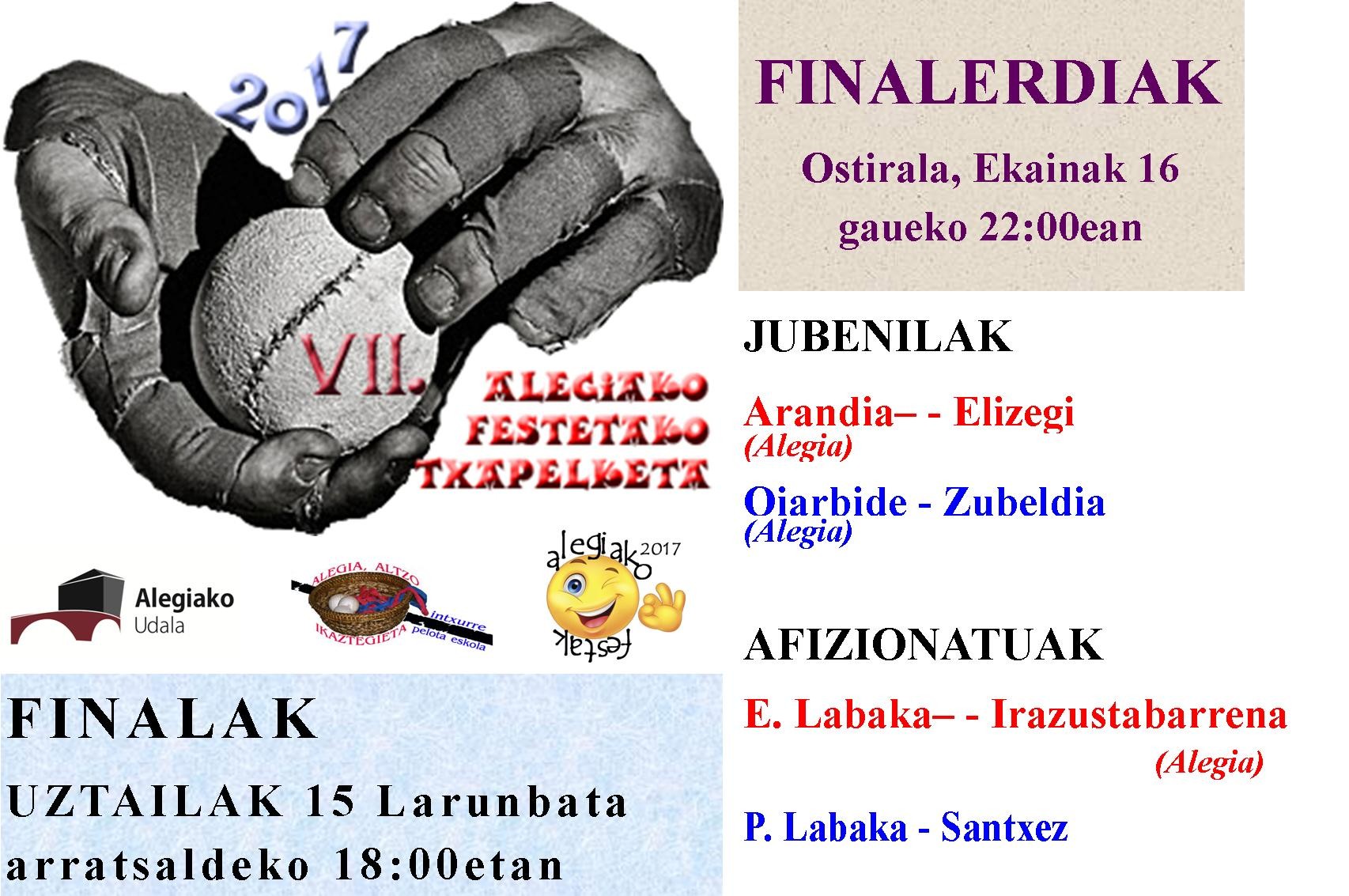 Alegiako festetako txapelketa ostiralean