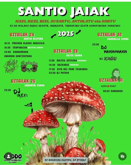 Santio jaiak. Onddo
