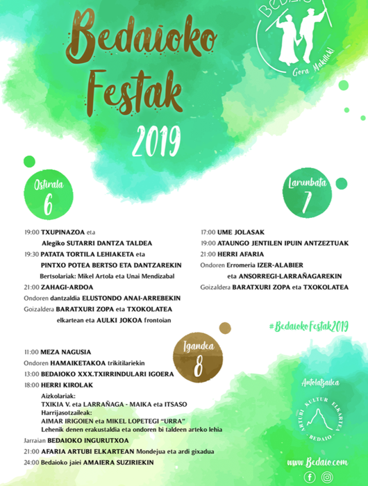 Bedaioko festetako egitaraua