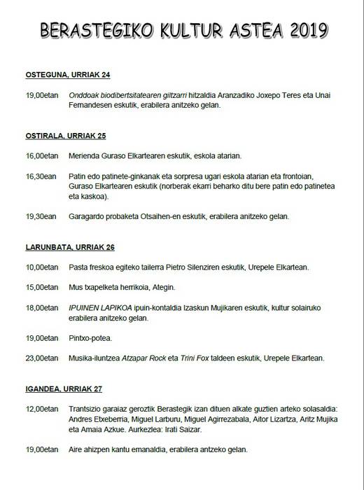 Badator Berastegiko kultur astea!