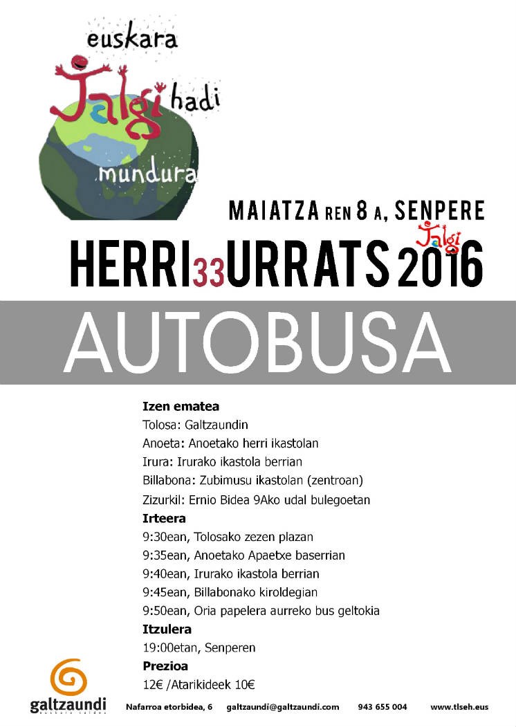 Herri Urratsera joateko autobusa aterako da Zizurkildik