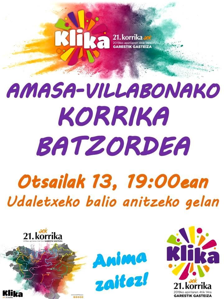 Amasa-Villabonako Korrika batzordearen bilera datorren asteazkenean
