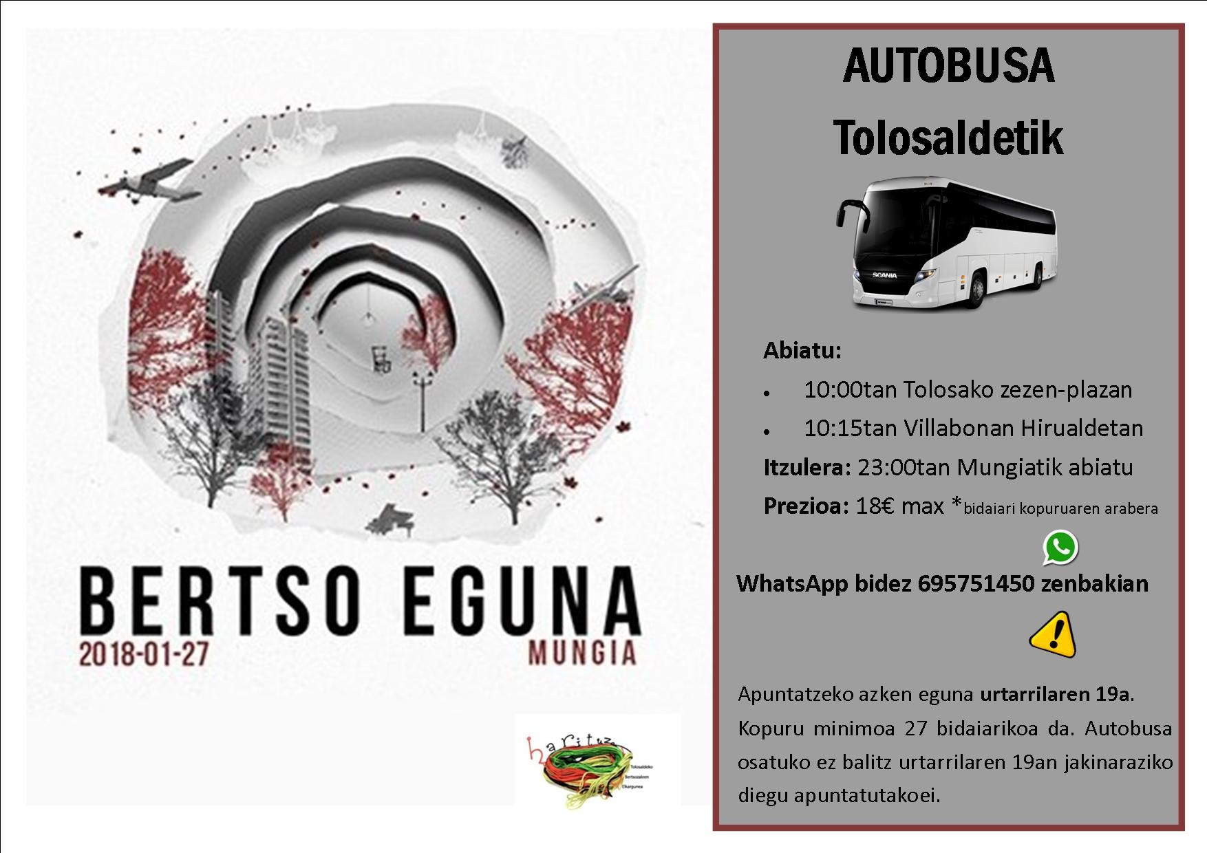 Bertso Egunerako autobusa antolatu du Harituzek
