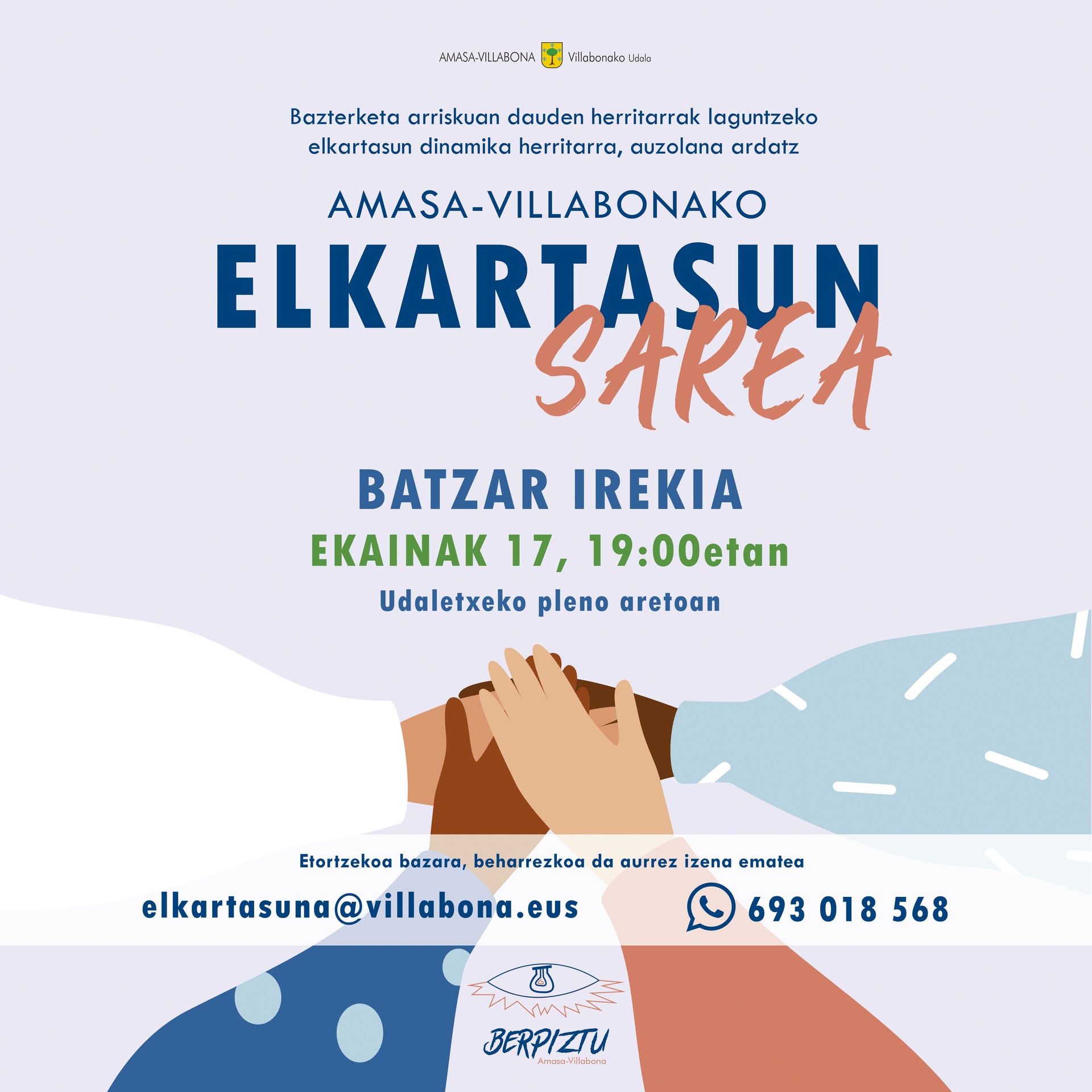 Amasa-Villabonako elkartasun sarea antolatzeko batzar irekia, asteazkenean 19:00etan udaletxean
