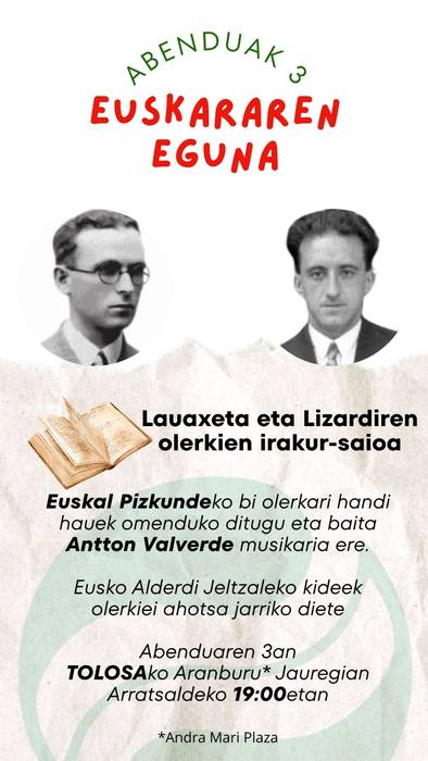 Lauaxeta eta Lizardiren olerkien irakurketa saioa